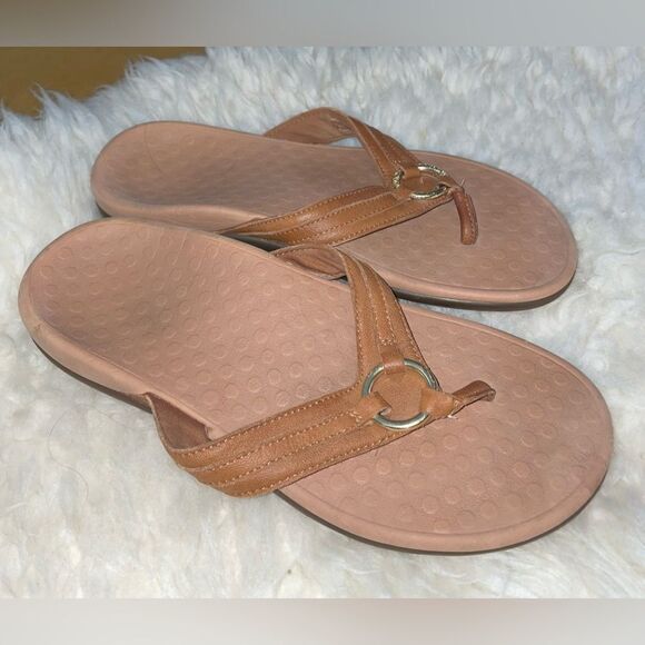 Vionic Tide Aloe Leather Toe Post Flip Flop Sandals Size 8 - Picture 2 of 7
